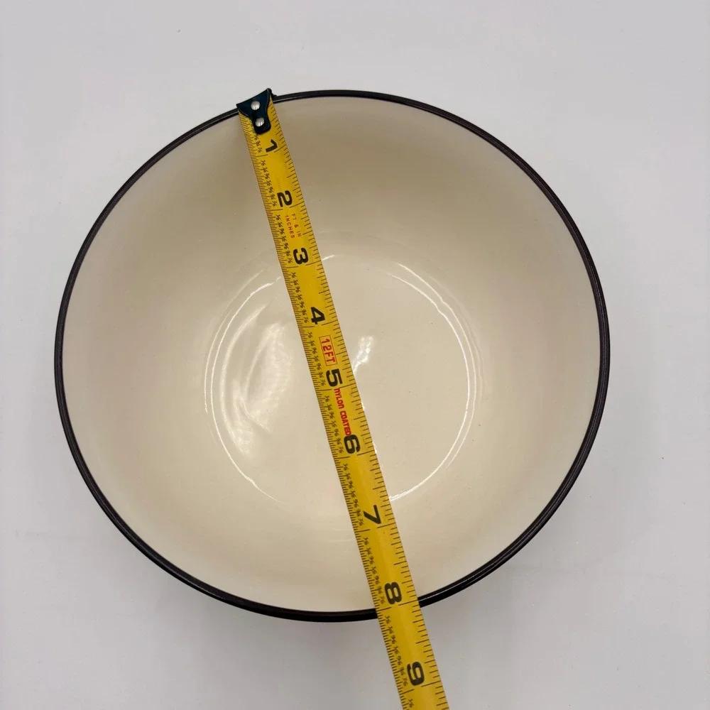 Robert Stanley Fall Classics Brown  White Toile Floral Ceramic Serving Bowl 50oz